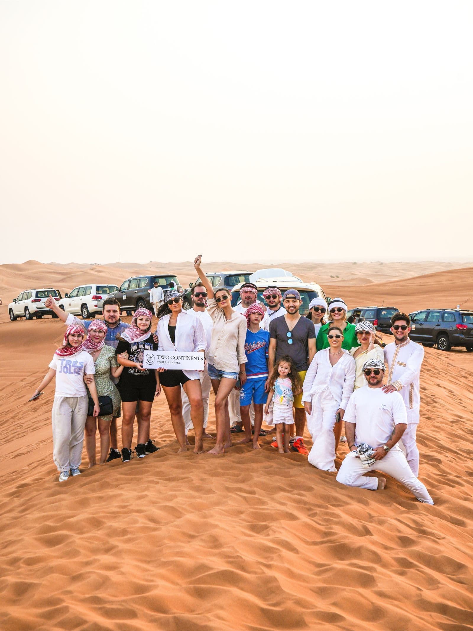 Two Continents Tours and Travel guests on a desert safari