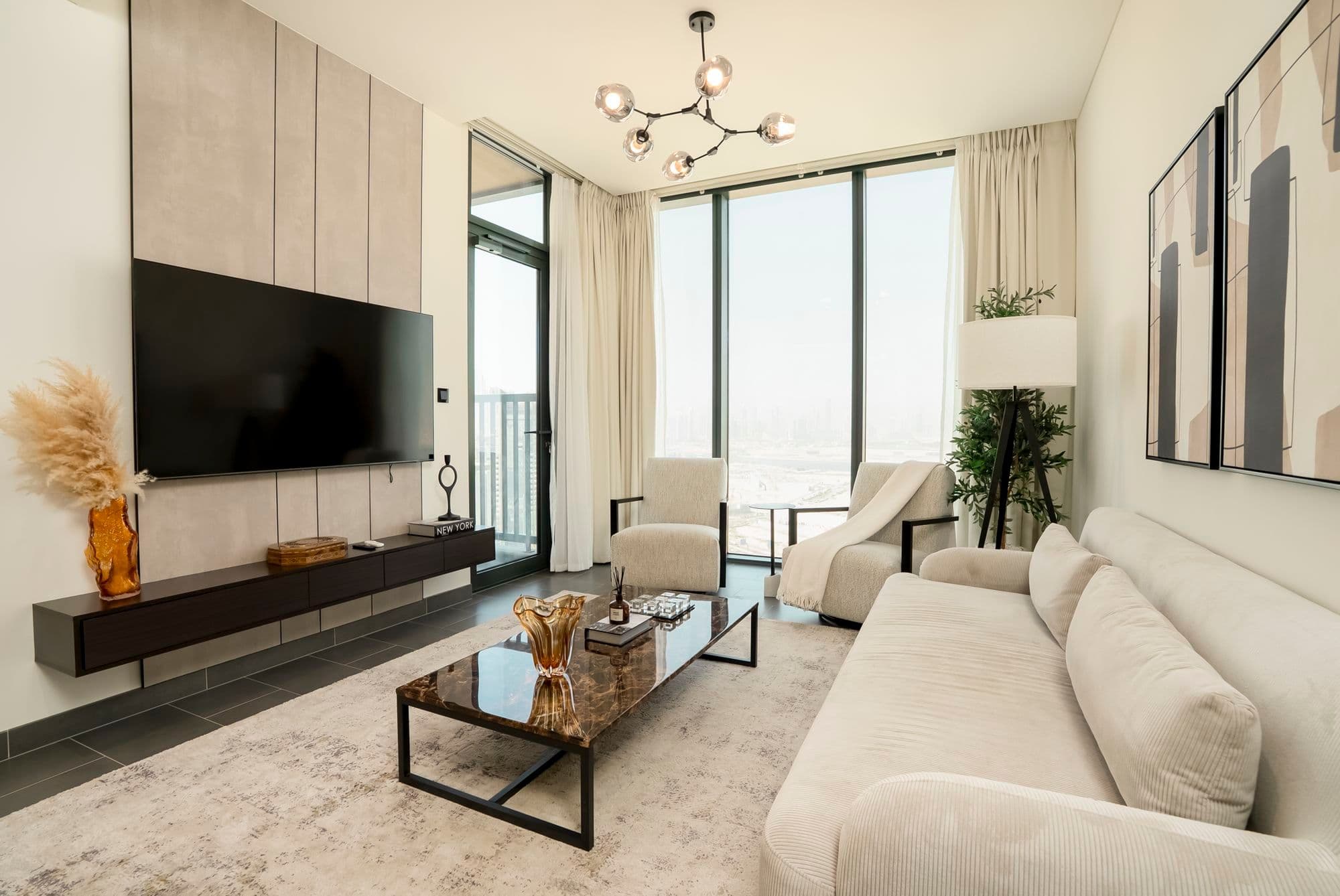 Living room with city views